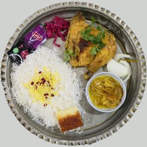 چلو مرغ سرخ شده